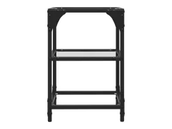2 pcs Mesas de centro | Mesa de apoio | Mesa de café c/ tampo vidro transparente 30x30x45cm aço