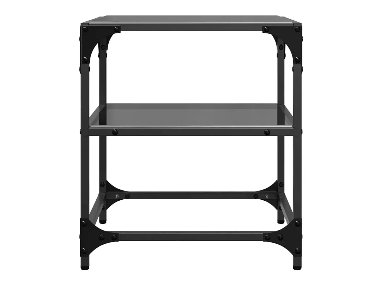 2 pcs Mesas de centro | Mesa de apoio | Mesa de café c/ topo em vidro preto 40x40x45 cm aço
