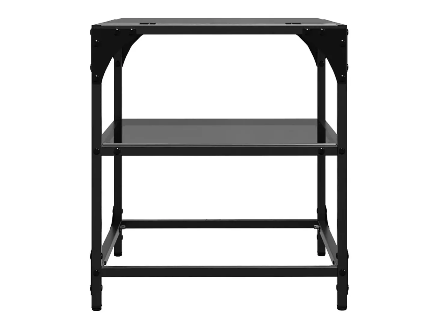 2 pcs Mesas de centro | Mesa de apoio | Mesa de café c/ topo em vidro preto 40x40x45 cm aço
