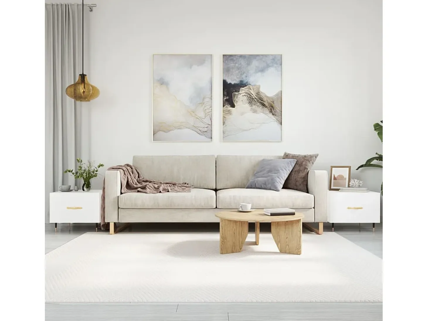 2 pcs Mesas de centro | Mesa de apoio | Mesa de café 50x50x40 cm branco brilhante