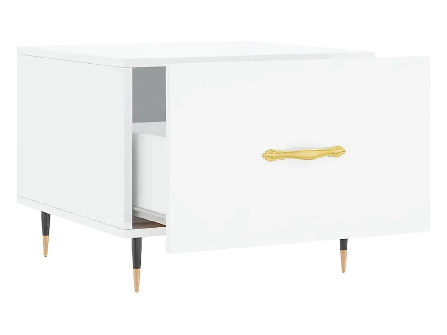 2 pcs Mesas de centro | Mesa de apoio | Mesa de café 50x50x40 cm branco brilhante