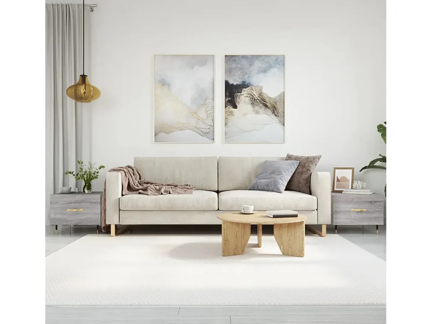 2 pcs Mesas de centro | Mesa de apoio | Mesa de café 50x50x40 cm madeira proc. sonoma cinza