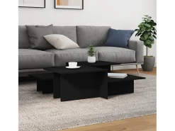 2 pcs Mesas de centro | Mesa de apoio | Mesa de café derivados de madeira preto