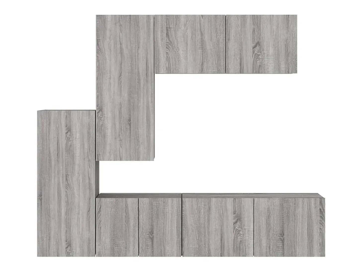 5 pcs móveis de parede p/ TV derivados de madeira cinza sonoma