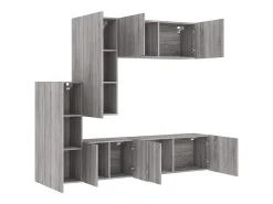 5 pcs móveis de parede p/ TV derivados de madeira cinza sonoma