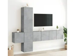 5 pcs móveis de parede p/ TV derivados de madeira cinza cimento PT519288