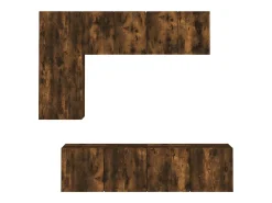 5 pcs móveis de parede p/ TV derivados madeira carvalho fumado PT708327