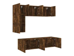 5 pcs móveis de parede p/ TV derivados madeira carvalho fumado PT708327