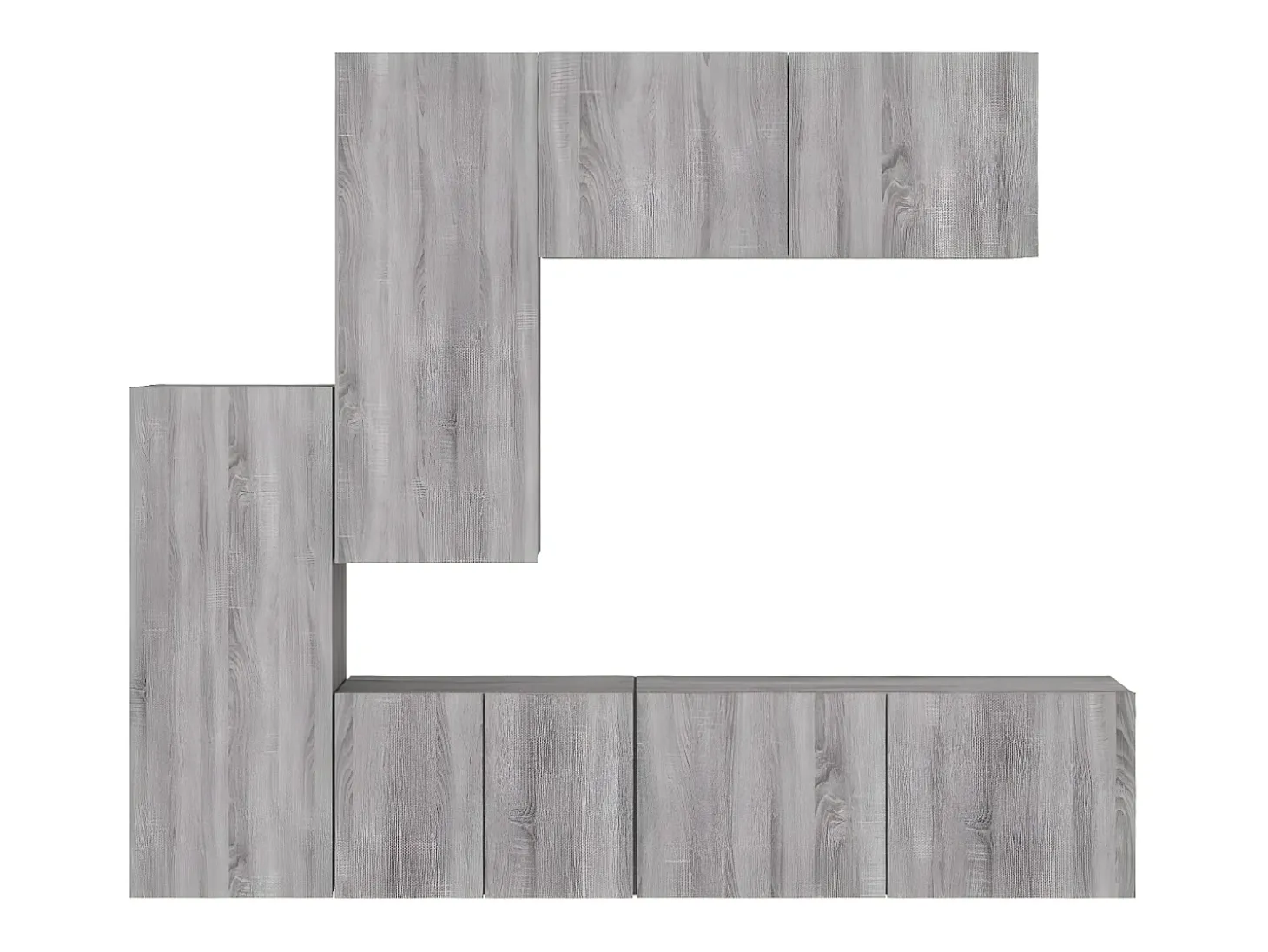 5 pcs móveis de parede p/ TV derivados de madeira cinza sonoma PT875765
