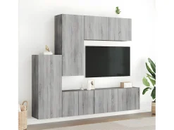 5 pcs móveis de parede p/ TV derivados de madeira cinza sonoma PT875765