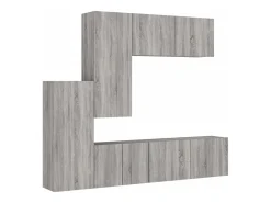 5 pcs móveis de parede p/ TV derivados de madeira cinza sonoma PT875765