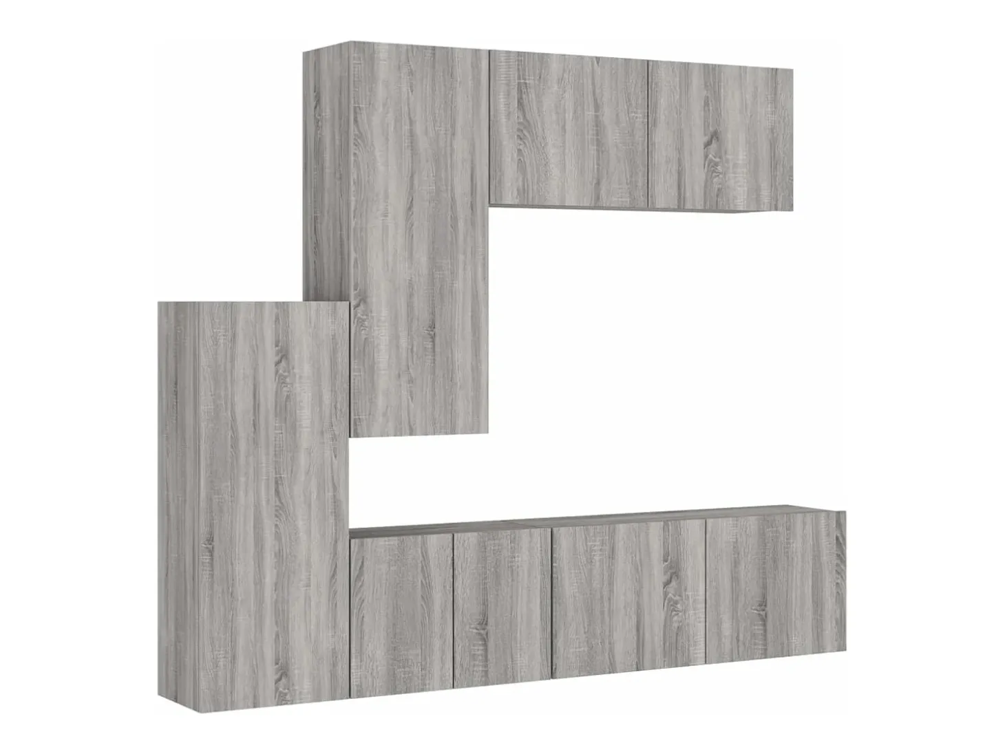 5 pcs móveis de parede p/ TV derivados de madeira cinza sonoma PT875765