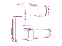 5 pcs móveis de parede p/ TV derivados madeira carvalho sonoma