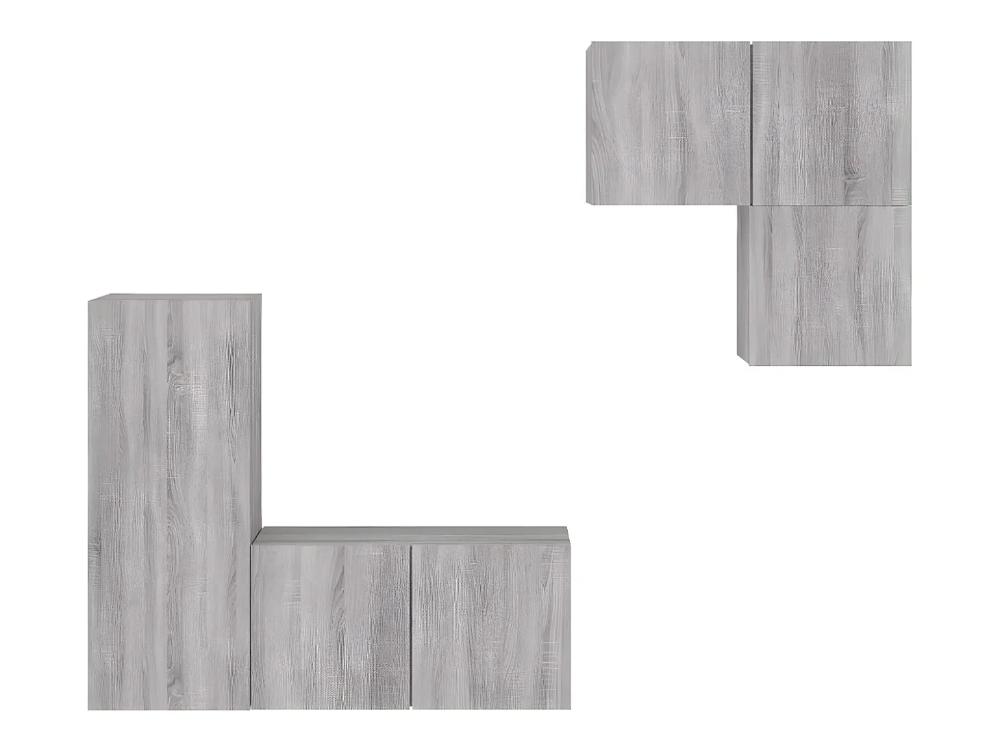 4 pcs móveis de parede p/ TV derivados de madeira cinza sonoma PT547626