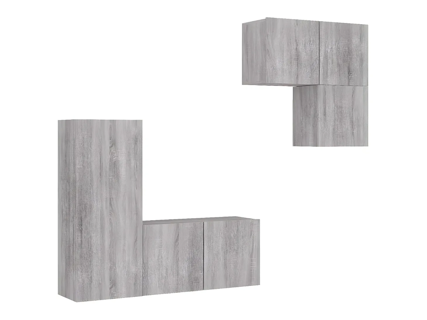 4 pcs móveis de parede p/ TV derivados de madeira cinza sonoma PT547626
