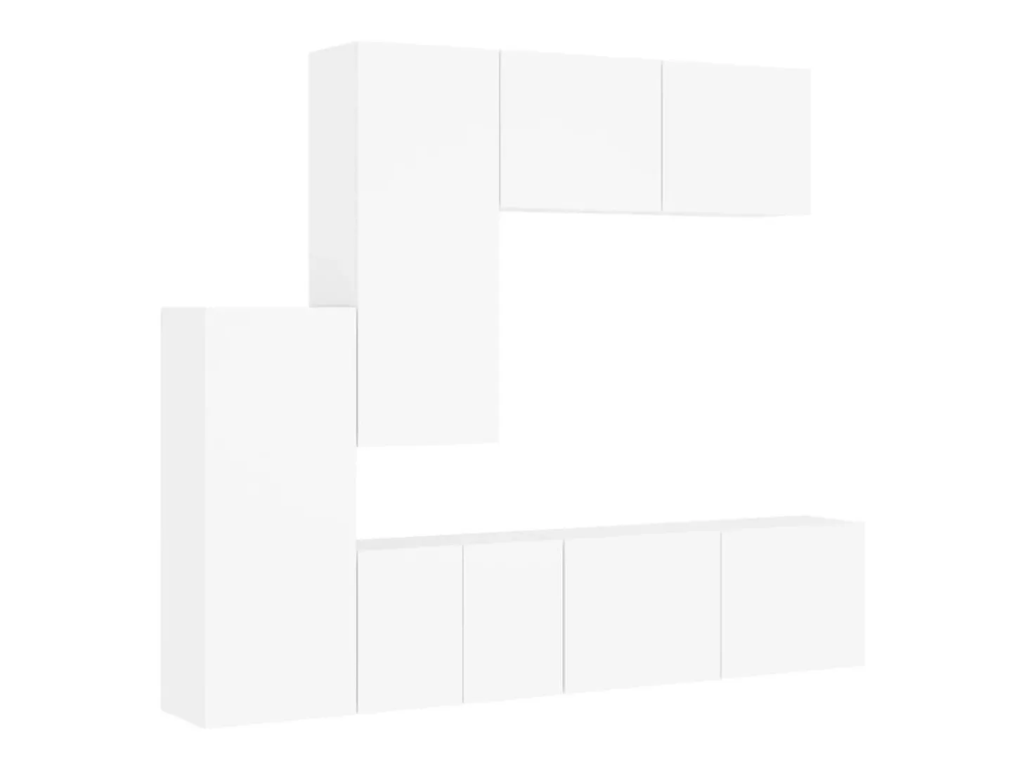 5 pcs móveis de parede p/ TV derivados de madeira branco