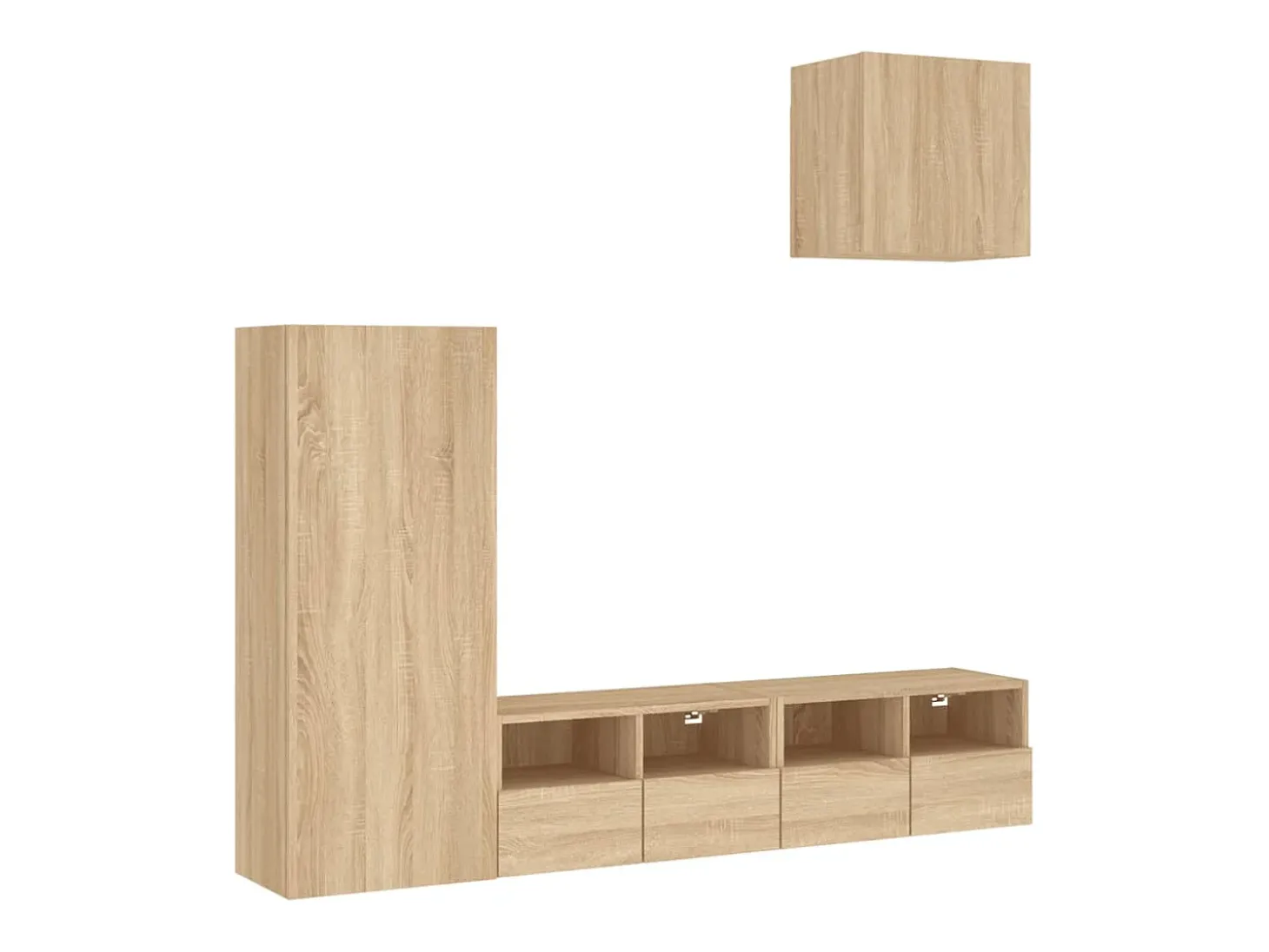 4 pcs móveis de parede p/ TV derivados madeira carvalho sonoma PT151121