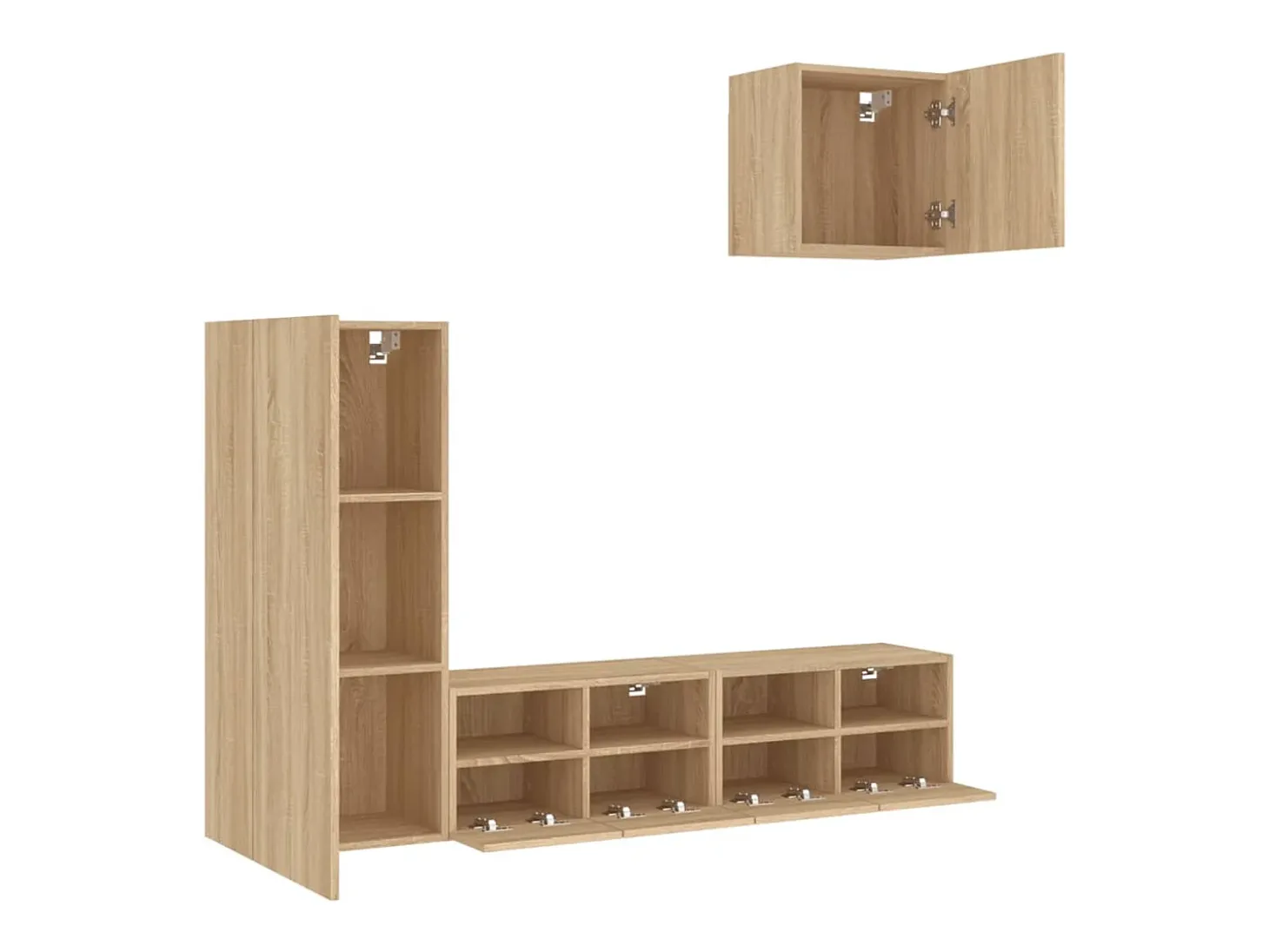 4 pcs móveis de parede p/ TV derivados madeira carvalho sonoma PT151121
