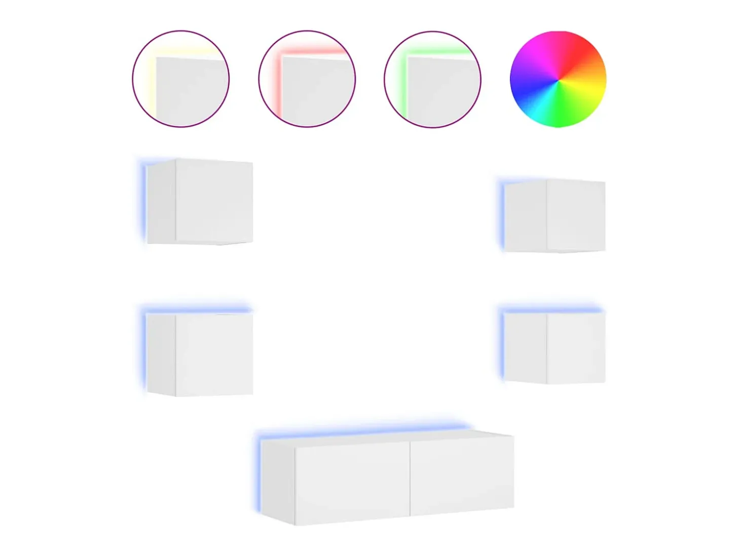 5 pcs móveis de parede para TV com luzes LED branco PT298657