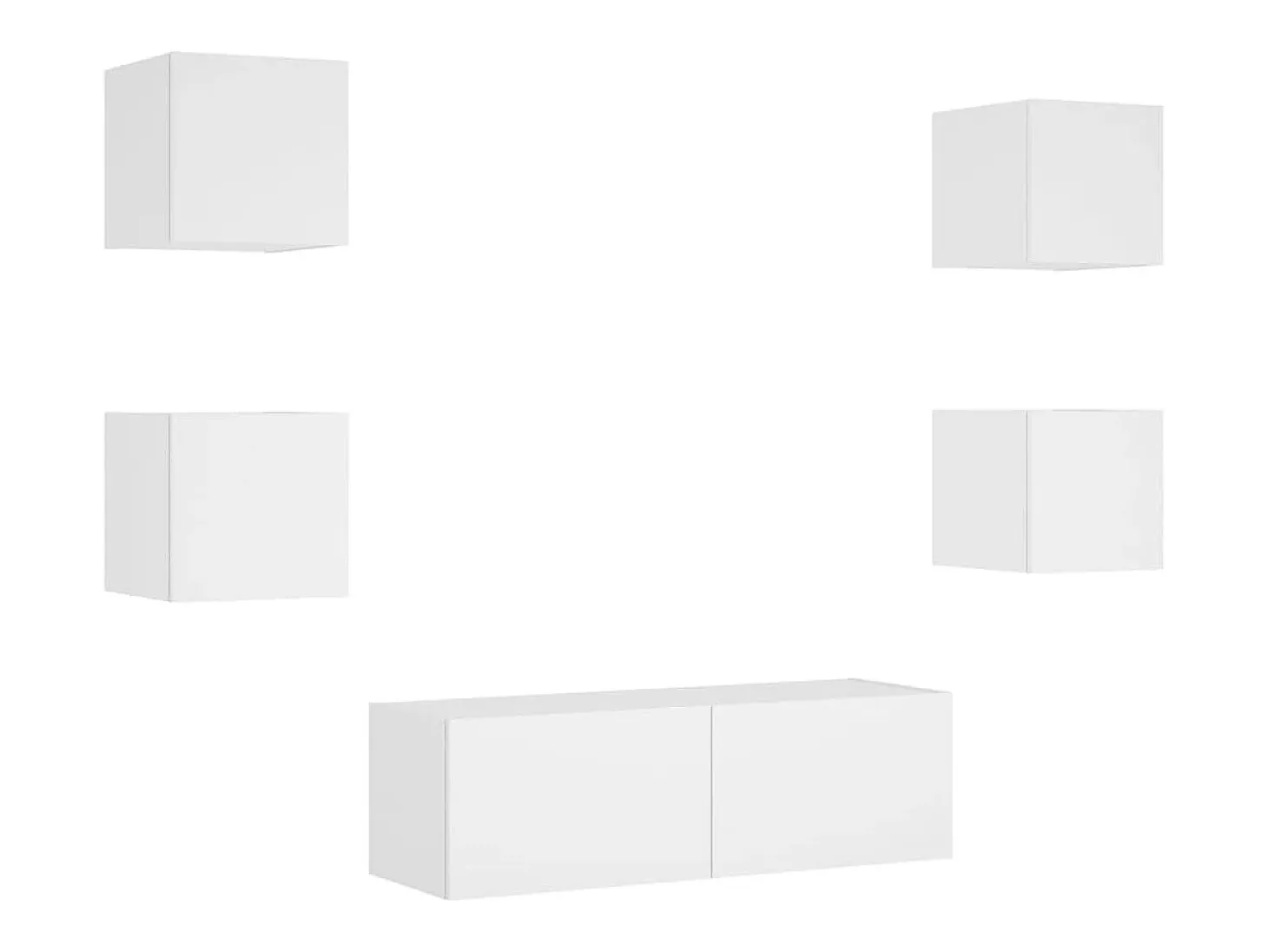 5 pcs móveis de parede para TV com luzes LED branco PT298657