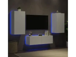 3 pcs móveis de parede para TV com luzes LED branco PT778888
