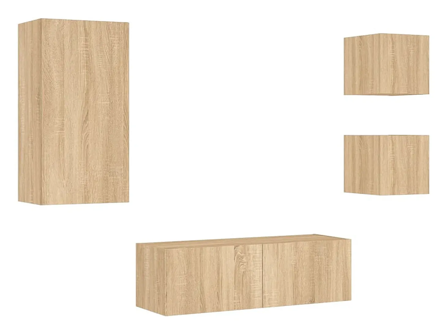 4 pcs móveis de parede para TV com luzes LED carvalho sonoma PT261673
