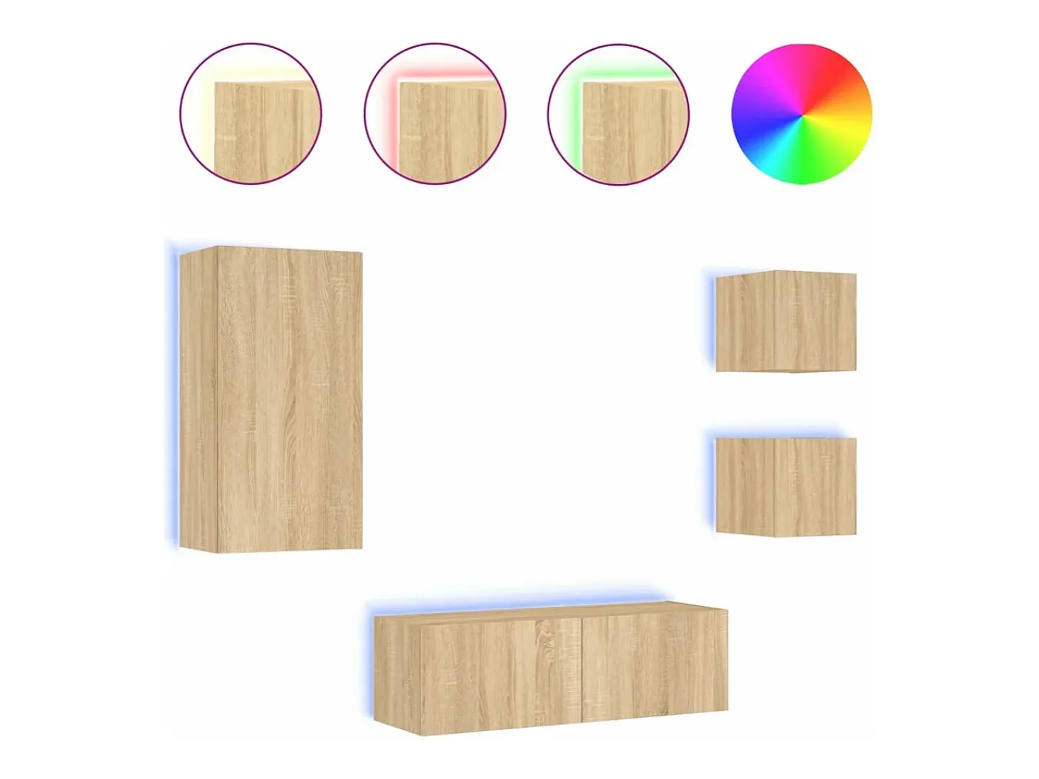 4 pcs móveis de parede para TV com luzes LED carvalho sonoma PT261673