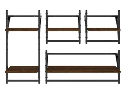 4 pcs prateleiras parede derivados de madeira carvalho castanho PT353152
