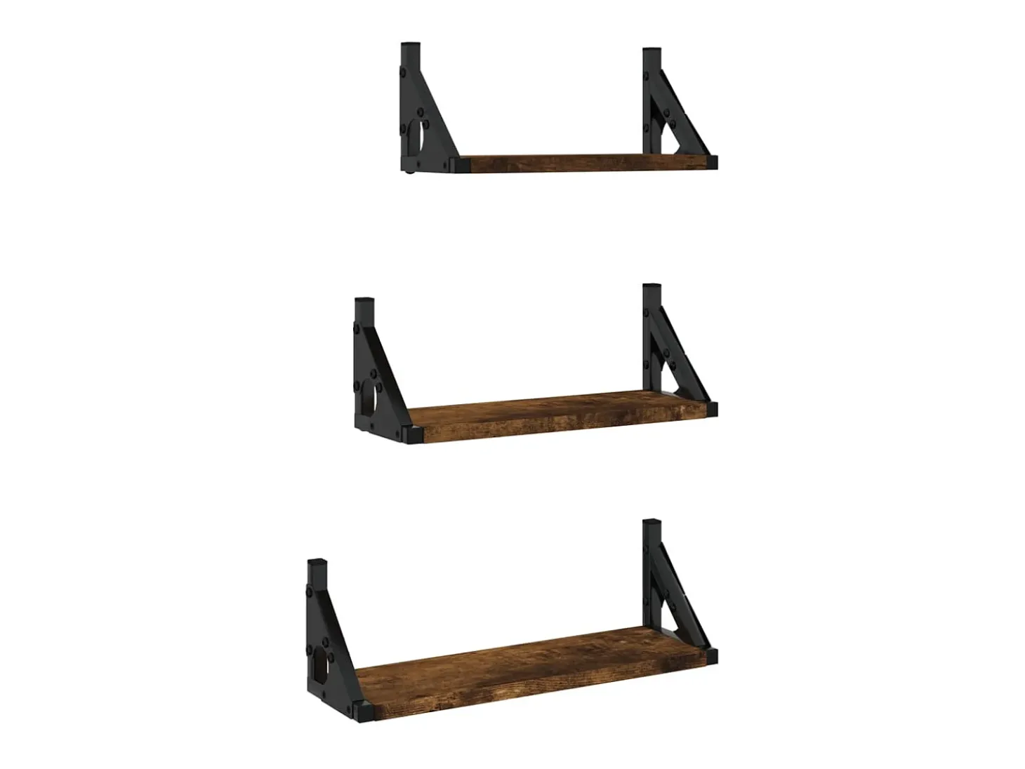 3 pcs prateleiras parede derivados de madeira carvalho fumado PT769265