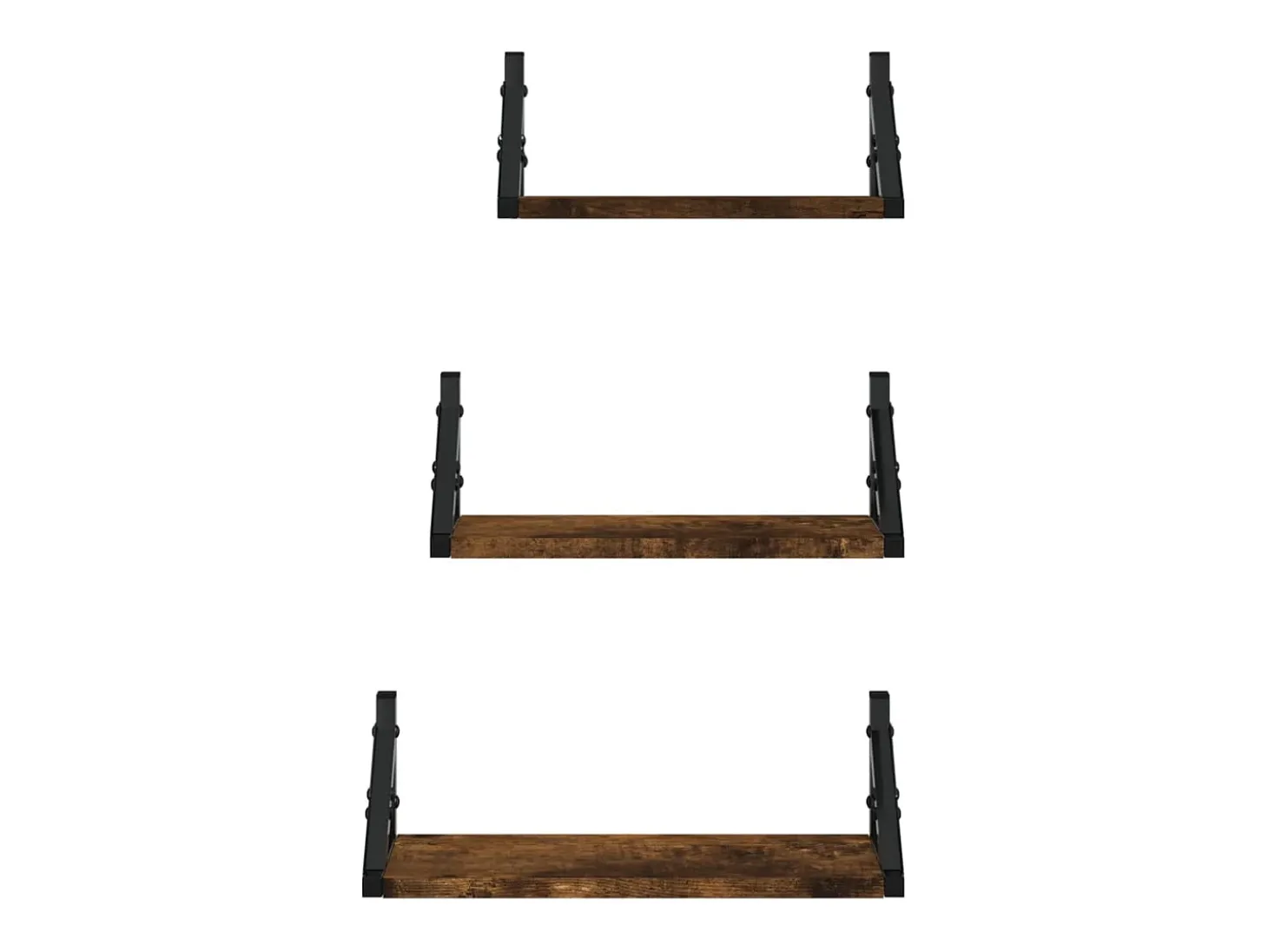 3 pcs prateleiras parede derivados de madeira carvalho fumado PT769265