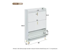 2 sapateiras de 3 portas - 2 x 80 x 23 x 123,5 cm - prateleira ajustável com 6 compartimentos - MDF - branco