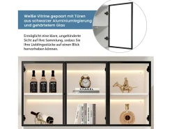 2 Vitrines altas modernas de vidro - 120 x 36 x 200 cm - com LEDs + 6 portas - para coleções/quarto - aglomerado - branco