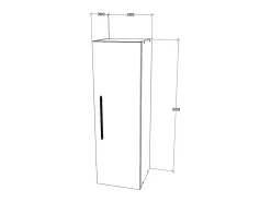 A prateleira modular haaus Kos, 1 porta, preto/branco brilhante, MDF, 30 x 30 x 95 cm