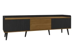 Aparador baixo de 3 portas com prateleira, 160 cm de altura, para TV, moderno, ideal para sala de estar, na cor preta.