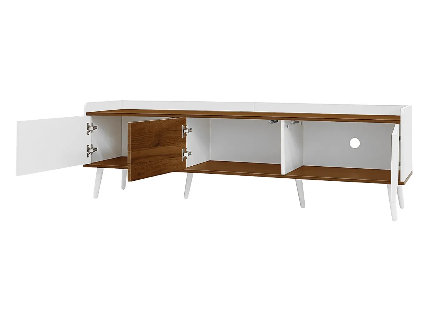 Aparador baixo de 3 portas com prateleira, 160 cm de altura, para TV, moderno, ideal para sala de estar, na cor branca.