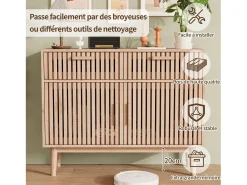 Aparador de 100 cm, móvel de arrumação com 2 gavetas e 2 portas, armário de cozinha para sala de estar, madeira.