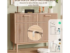 Aparador de 100 cm, móvel de arrumação com 2 gavetas e 2 portas, armário de cozinha para sala de estar, madeira.