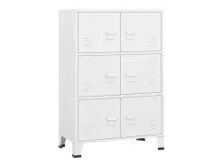 Aparador de arrumação industrial 75x40x115 cm metal branco