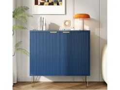 Aparador de cozinha com 2 portas e 2 prateleiras, para cozinha, sala de jantar e sala de estar, azul, 80x40x78 cm
