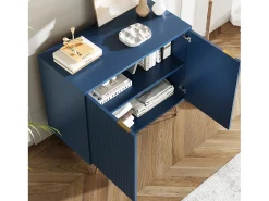 Aparador de cozinha com 2 portas e 2 prateleiras, para cozinha, sala de jantar e sala de estar, azul, 80x40x78 cm