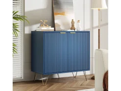 Aparador de Duas Portas em Azul Marinho com Pés Dourados – Design Moderno e Elegante