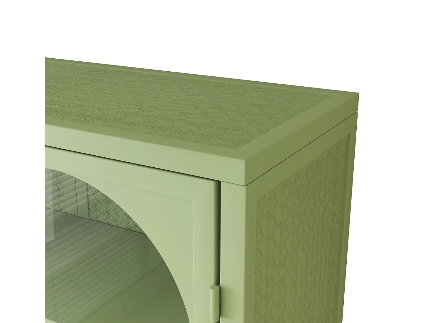 Aparador de parede com 2 portas de vidro curvas - Para cozinha e banheiro - Verde - 70 × 23 × 60 cm