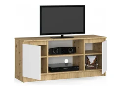 Aparador de TV 120cm com Diamante em Carvalho Artisan/Acabamento Branco