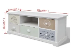 Aparador de TV prático e de design francês em madeira compensada branca 2502188