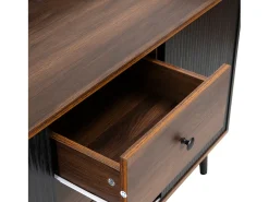 Aparador moderno com 2 portas 3 gavetas - prateleira de armazenamento - grão requintado - cores preto e marrom