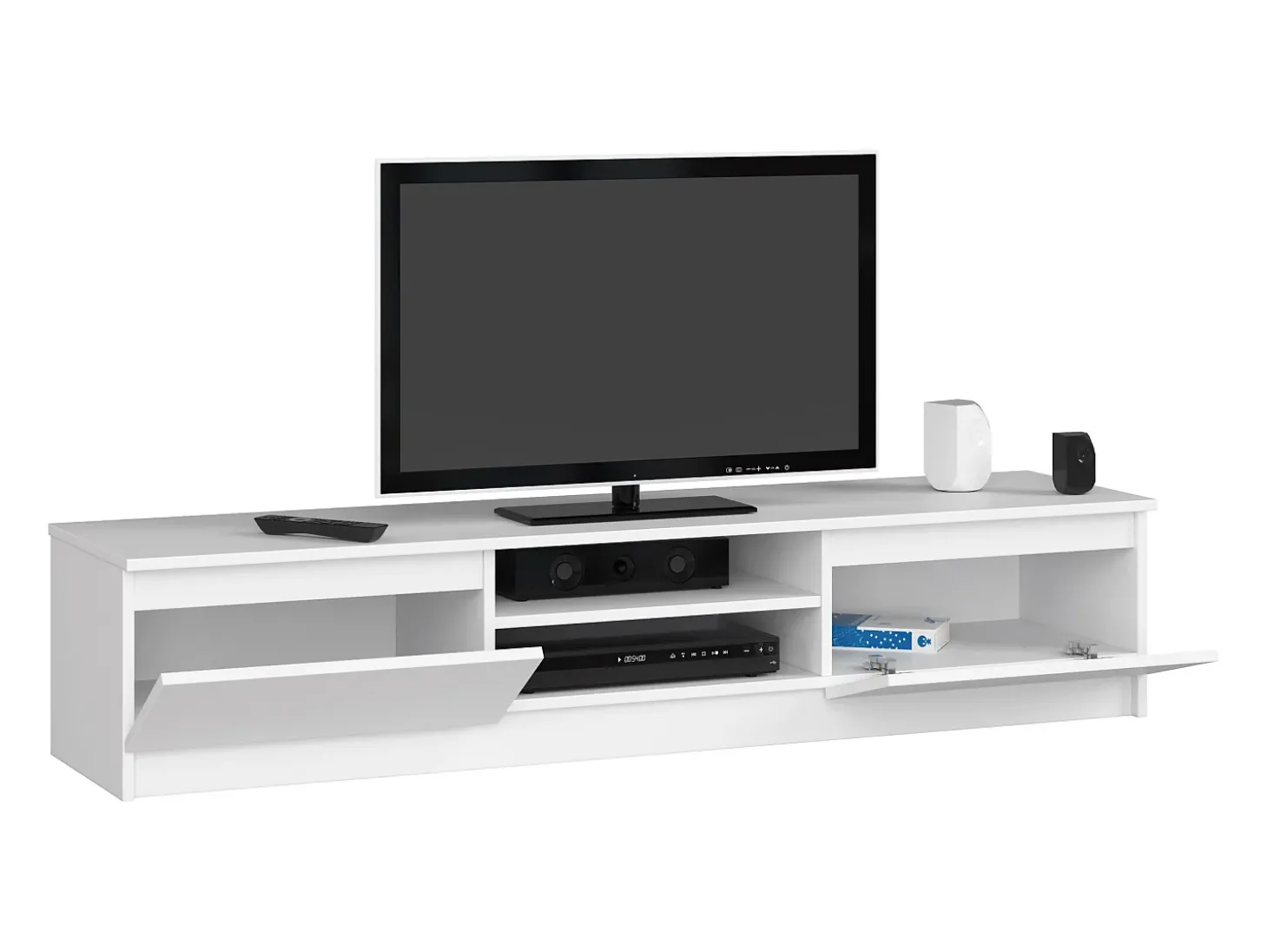 Aparador Moderno para TV 160cm Branco – 2 Portas, 2 Prateleiras, Estilo Minimalista