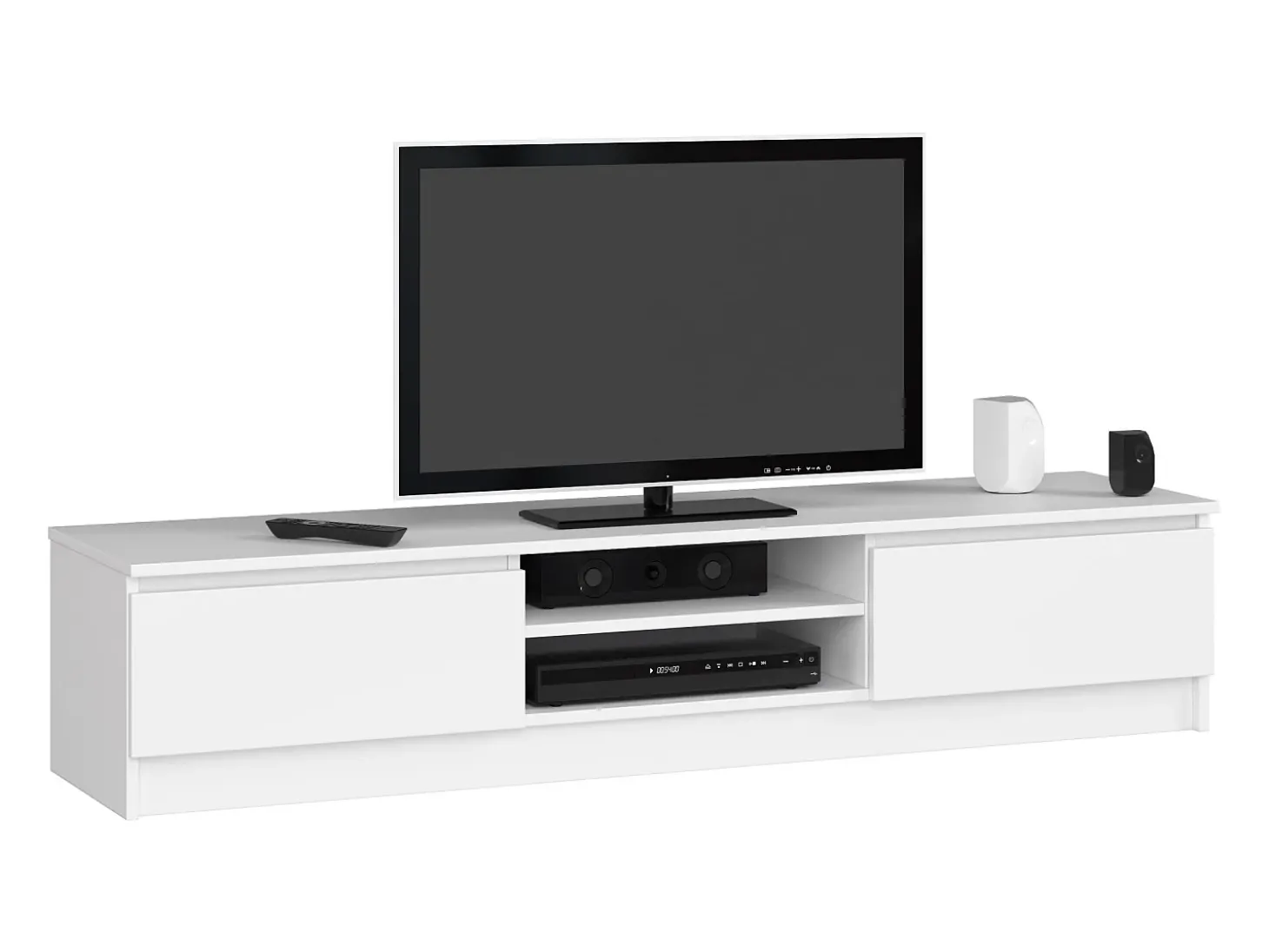 Aparador Moderno para TV 160cm Branco – 2 Portas, 2 Prateleiras, Estilo Minimalista