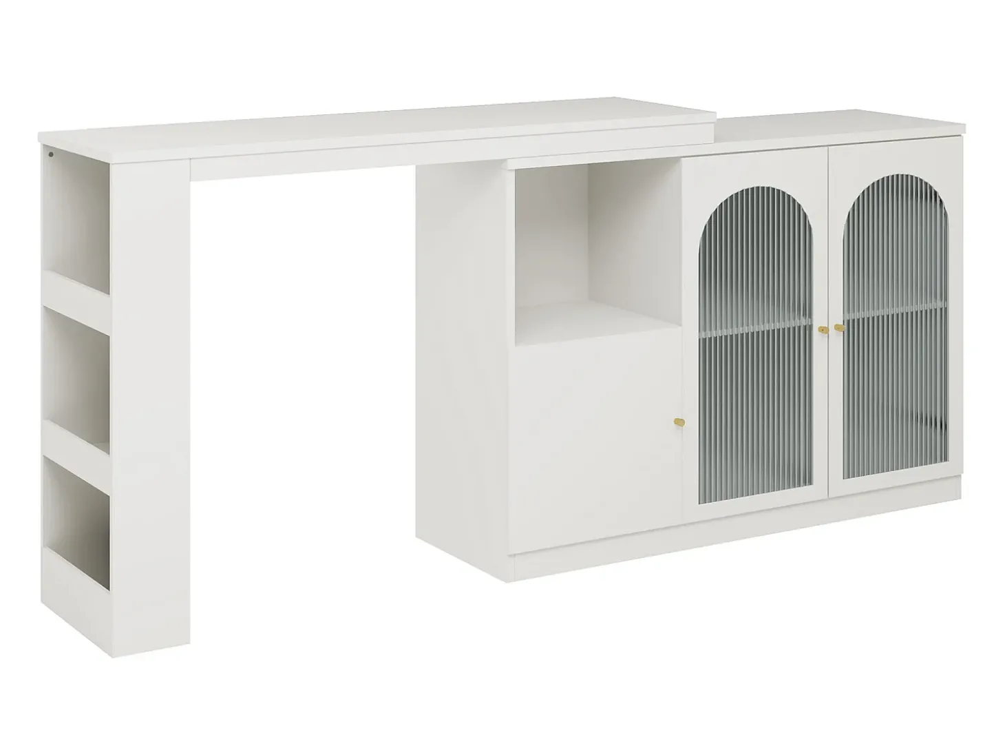 Aparador、Armário bar giratório em MDF - grande espaço de arrumação - estilo contemporâneo - Branco