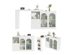 Aparador、Armário bar giratório em MDF - grande espaço de arrumação - estilo contemporâneo - Branco