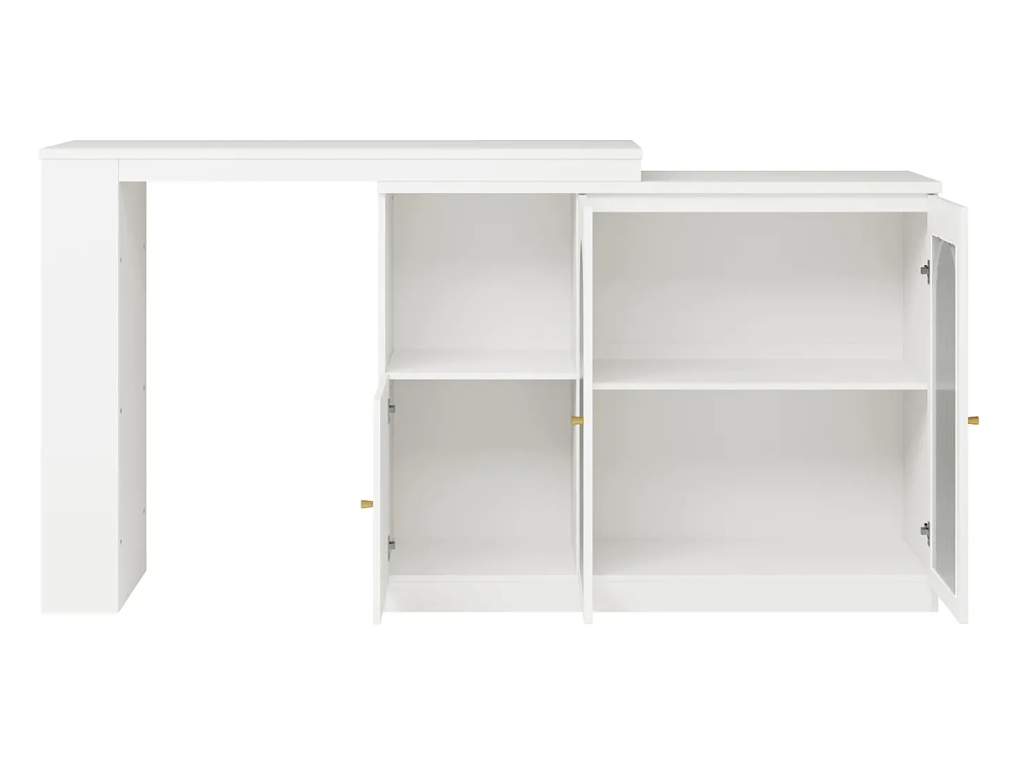 Aparador、Armário bar giratório em MDF - grande espaço de arrumação - estilo contemporâneo - Branco